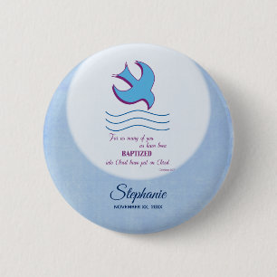 Badge Rond 5 Cm Personnaliser, Colombe de baptême adulte sur fond 