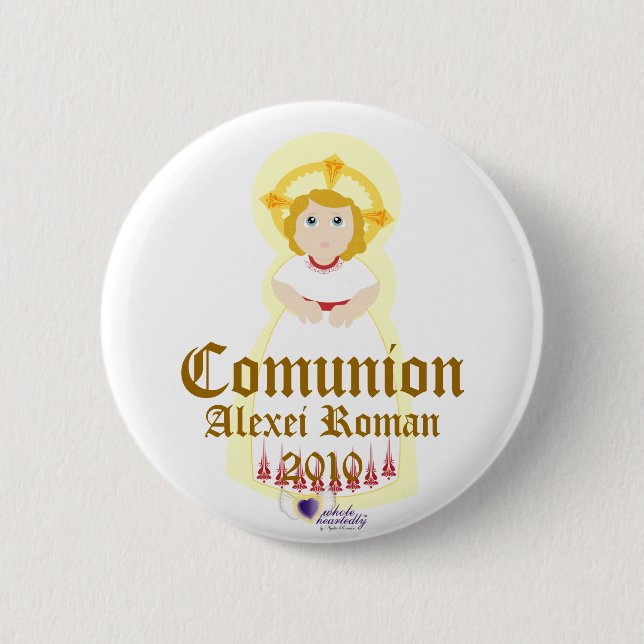 Badge Rond 5 Cm Personnaliser de bouton de "Comunion" (Devant)