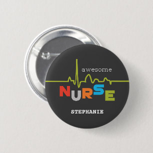 Badge Rond 5 Cm Personnaliser, Infirmière géniale à la journée des