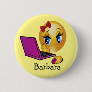 Badge Rond 5 Cm Personnaliser l'ordinateur portable Emoji Girl