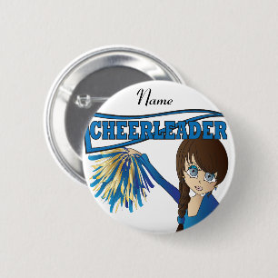 Badge Rond 5 Cm Personnaliser mignonne fille Pom-pom girl bleue