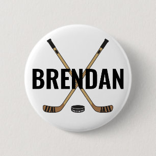 Badge Rond 5 Cm Personnaliser Personnaliser Hockey Nom Hockey Flar