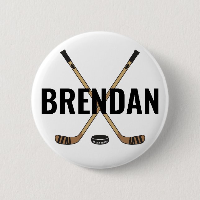 Badge Rond 5 Cm Personnaliser Personnaliser Hockey Nom Hockey Flar (Devant)