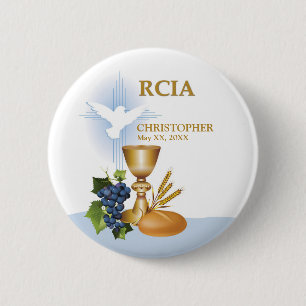Badge Rond 5 Cm Personnaliser, RCIA Félicite le sacrement catholiq