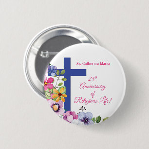 Badge Rond 5 Cm Personnalisez, 25e anniversaire de vie religieuse 