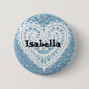 Badge Rond 5 Cm Personnalisez ce bouton de nom bleu scintillant jo