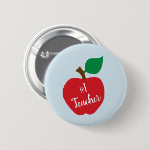 Badge Rond 5 Cm Personnalisez le cadeau de l'enseignant Pomme roug
