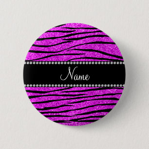 Badge Rond 5 Cm Personnalisez les rayures roses au néon nommées