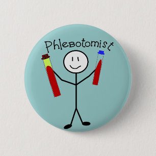 Badge Rond 5 Cm Personne de bâton de Phlebotomist