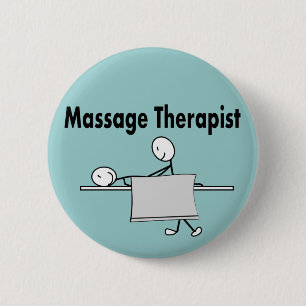 Badge Rond 5 Cm Personne de bâton de thérapeute de massage