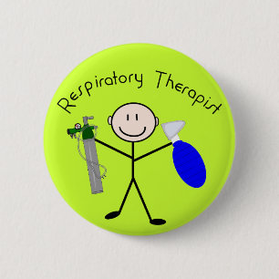 Badge Rond 5 Cm Personne de bâton de thérapeute respiratoire