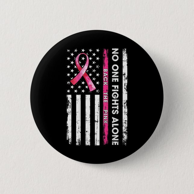 Badge Rond 5 Cm Personne Ne Lutte Seul Contre Le Cancer Du Sein Ck (Devant)