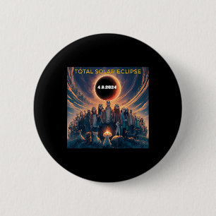 Badge Rond 5 Cm Personnes Eclipse Gles Total Solaire Eclipse 2024