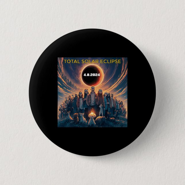 Badge Rond 5 Cm Personnes Eclipse Gles Total Solaire Eclipse 2024 (Devant)