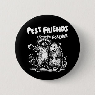 Badge Rond 5 Cm Pest Friends Forever Blanc Imprimer