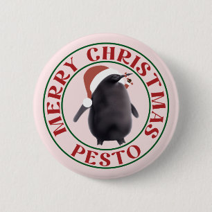 Badge Rond 5 Cm Pesto Penguin Noël