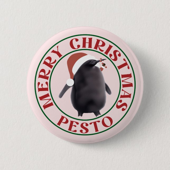 Badge Rond 5 Cm Pesto Penguin Noël (Devant)