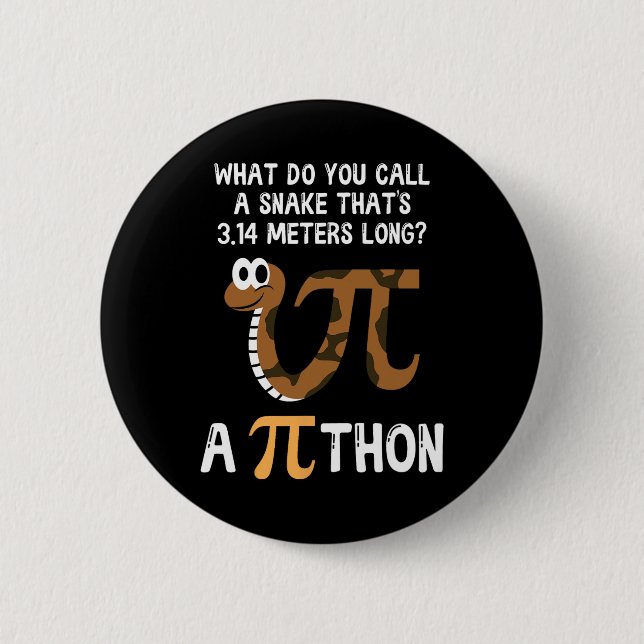 Badge Rond 5 Cm Pet Snake Math Pi Day Python (Devant)