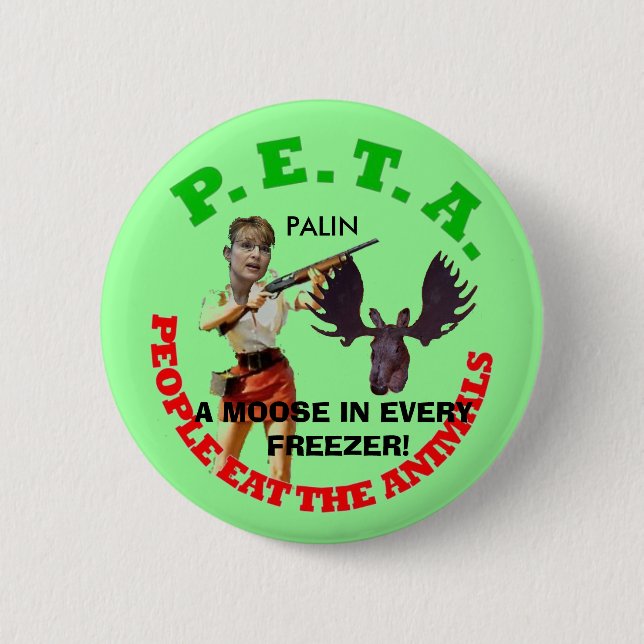 Badge Rond 5 Cm PETA, cercle gris, jeune blanc d'arme à feu… - (Devant)