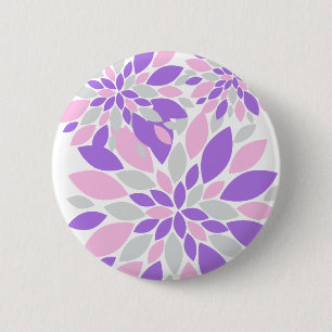 Badge Rond 5 Cm Pétales Magiques Fleurs violettes