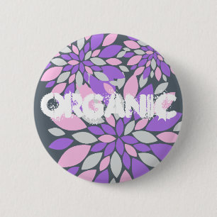 Badge Rond 5 Cm Pétales Magiques Fleurs Violettes