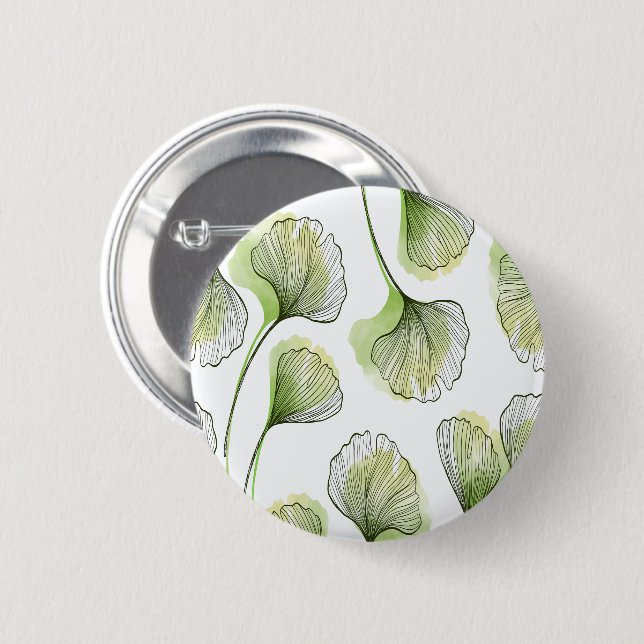 Badge Rond 5 Cm Pétales verts (Devant & derrière)