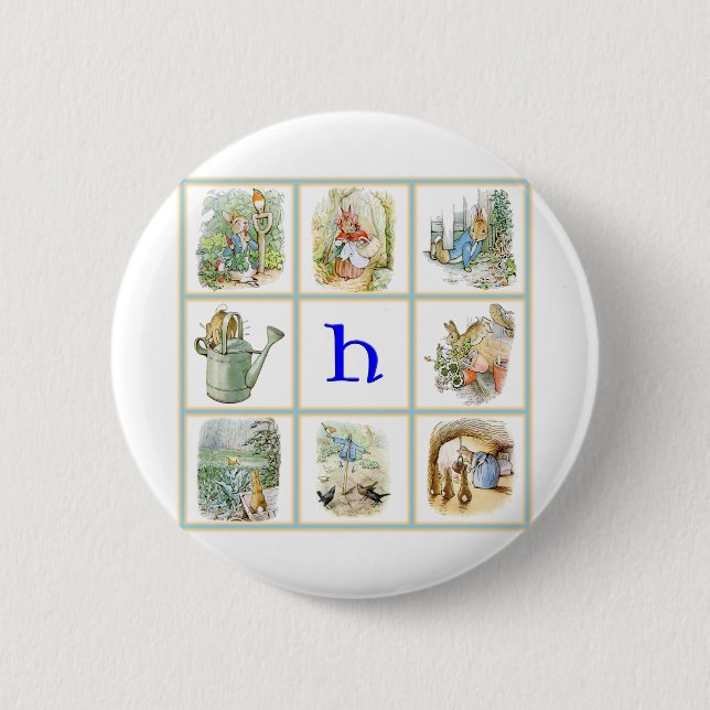 Badge Rond 5 Cm PETER RABBIT personalized with letter H (Devant)