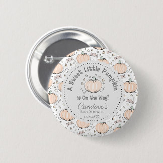 Badge Rond 5 Cm Petit Baby shower Citrouille neutre pour le genre