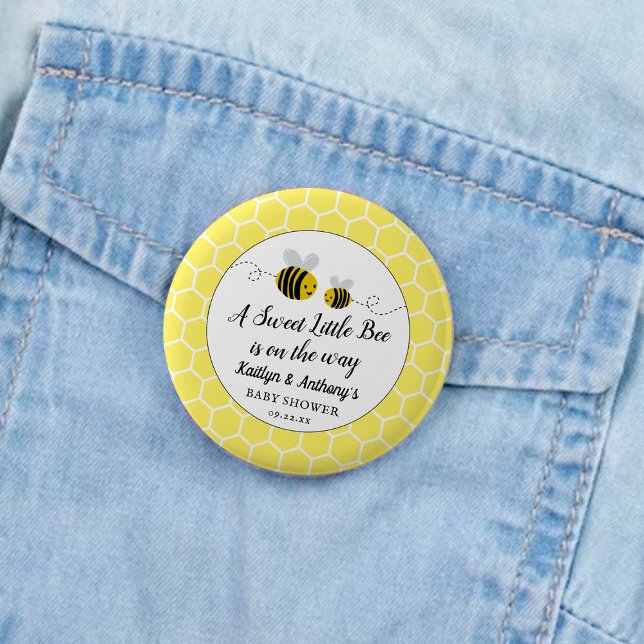 Badge Rond 5 Cm Petit Baby shower d'abeilles au miel doux (Créateur téléchargé)