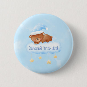 Badge Rond 5 Cm Petit Baby shower de garçon en peluche doux