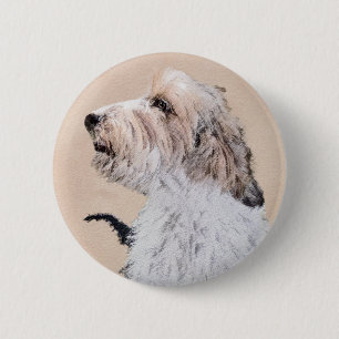Badge Rond 5 Cm Petit Basset Griffon Vendéen Peinture - Chien Art