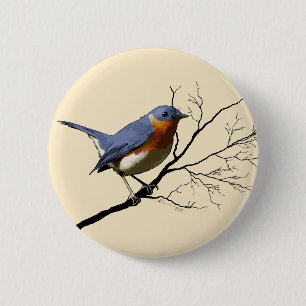 Badge Rond 5 Cm Petit bleu d'oiseau, goupille