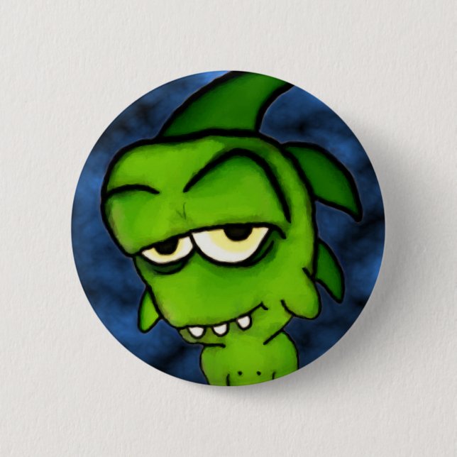 Badge Rond 5 Cm Petit bouton vert de monstre (Devant)