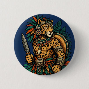 Badge Rond 5 Cm Petit cadeau du Guerrier Brave de la Tribu Jaguar
