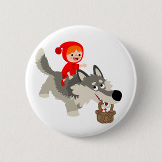 Badge Rond 5 Cm Petit chaperon rouge et insigne du bouton Wolf