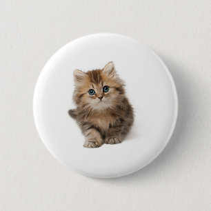 Badge Rond 5 Cm Petit chaton brun
