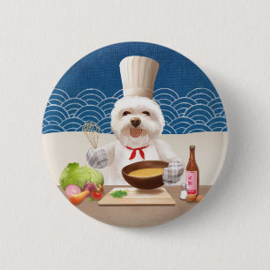 Badge Rond 5 Cm Petit Chien Chef