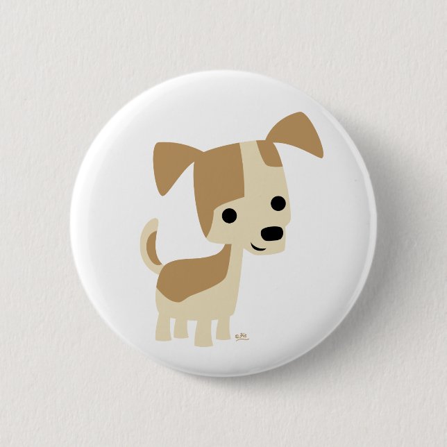 Badge Rond 5 Cm Petit chien de caricature curieux (Devant)