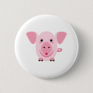 Badge Rond 5 Cm Petit cochon rose heureux mignon