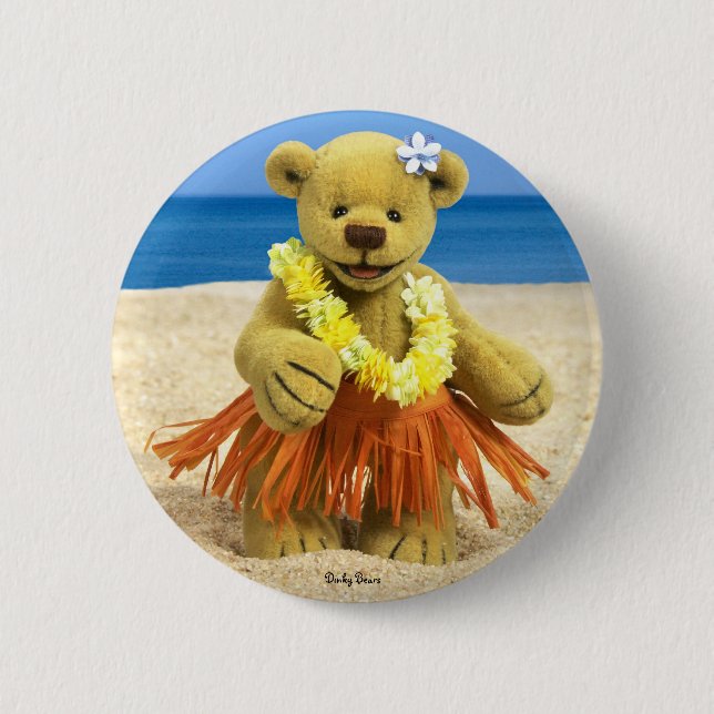 Badge Rond 5 Cm Petit danseur de danse polynésienne d'ours (Devant)