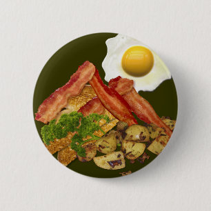 Badge Rond 5 Cm Petit-déjeuner Oeufs de bacon paysager