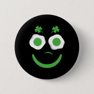 Badge Rond 5 Cm Petit déjeuner Patricks Day Œufs Drôles Sourire Ve