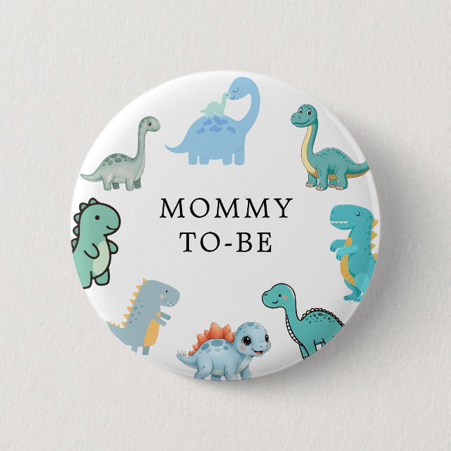 Badge Rond 5 Cm Petit dinosaure Baby Shower mignon (Devant)