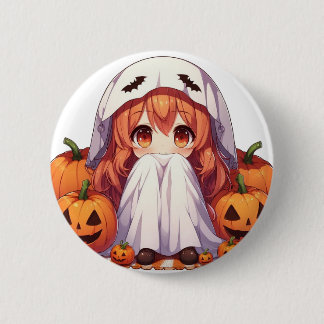 Badge Rond 5 Cm Petit fantôme pour Halloween