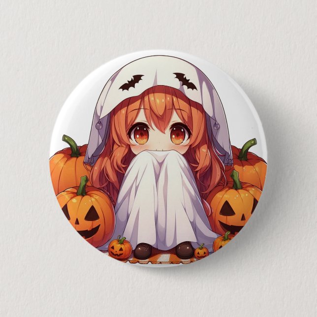 Badge Rond 5 Cm Petit fantôme pour Halloween (Devant)
