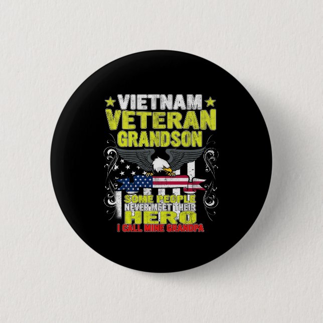 Badge Rond 5 Cm petit-fils vétéran du vietnam (Devant)