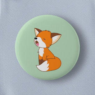 Badge Rond 5 Cm Petit Fox somnolent mignon