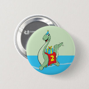Badge Rond 5 Cm Petit garçon, 2e anniversaire Dinosaur