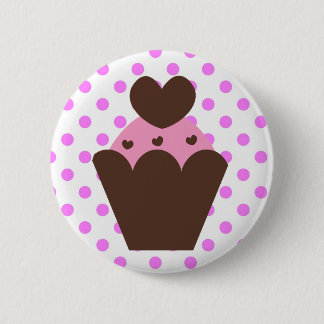 Badge Rond 5 Cm Petit gâteau de fantaisie de coeur de chocolat de