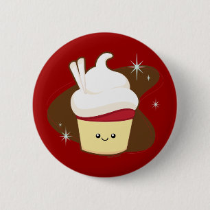 Badge Rond 5 Cm Petit gâteau rouge de velours